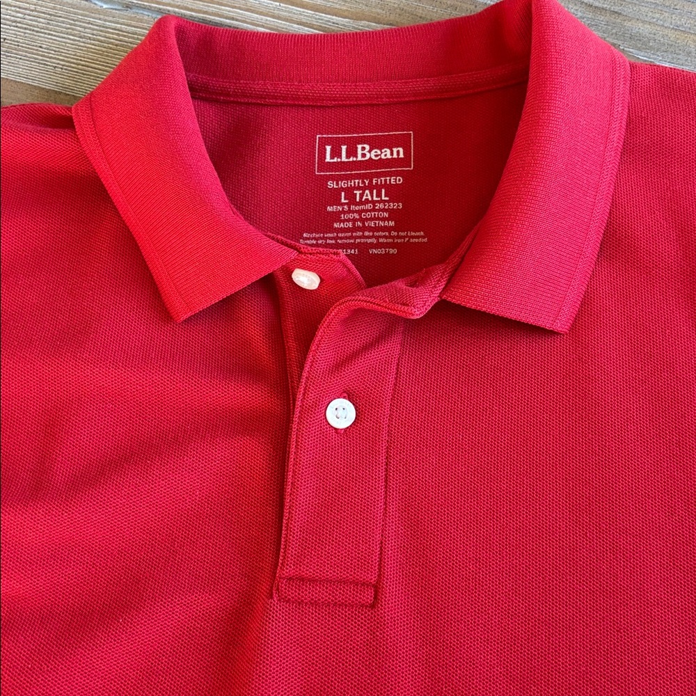L.L. Bean Men's Bright Red Short Sleeve Polo L Tall - Picture 7 of 7